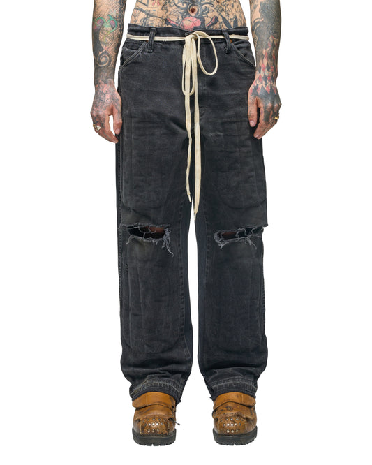 PADDED RIDING DENIM JEANS BLK